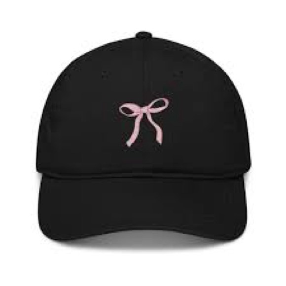 David Young Accessories - Black Cap with Pink Bow Accent